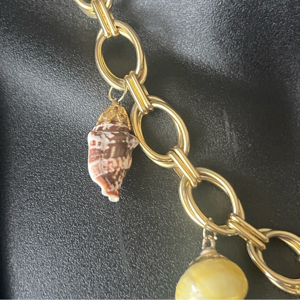 Chunky Seashell 22CT Gold Plated Chunky Chain Necklace Beachy 17” - Picture 6 of 11